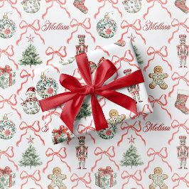 Papel de embrulho de Natal Toile Vermelho Arco Ver