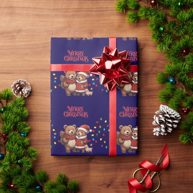 Papel de embrulho de Natal ursinhos fofos (Presente de Natal)