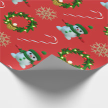 Papel de embrulho de Natal Urso de neve coroa de N