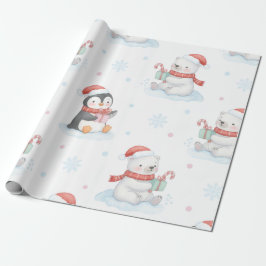 Papel de embrulho de Natal Ursos polares adoráveis