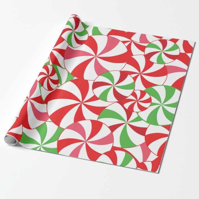 Papel de embrulho de Natal verde e vermelho com li (Desenrolado)