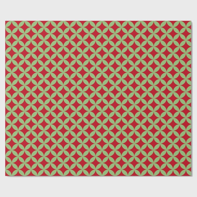 Papel de embrulho de Natal verde e vermelho festiv (Aberto)