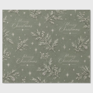 Papel de embrulho de Natal verde pinheiro rústico