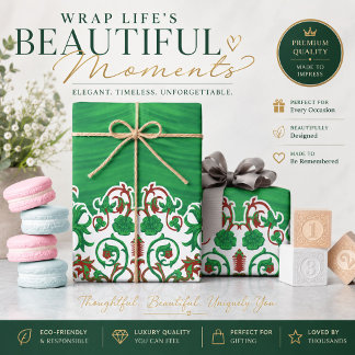 Papel de embrulho de Natal verde | Presente orname