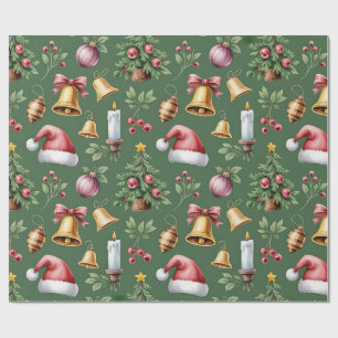 Papel de embrulho de Natal verde retrô