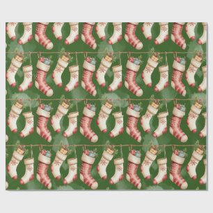 Papel de embrulho de Natal Verde Retro