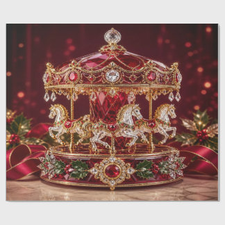 Papel de embrulho de Natal Vermelho Carrossel de L