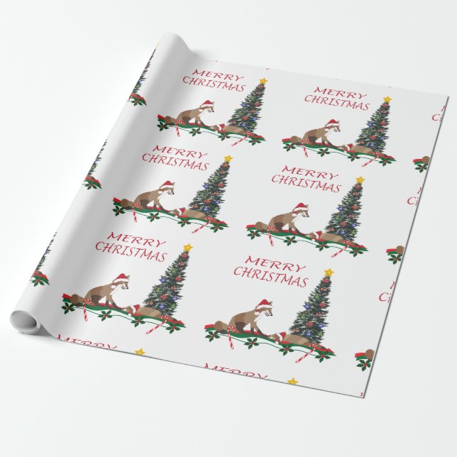 Papel de embrulho de Natal, vida selvagem  (Desenrolado)