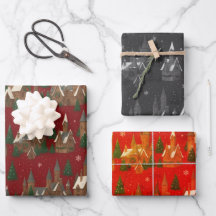 Papel de embrulho de Natal Village – Festivo
