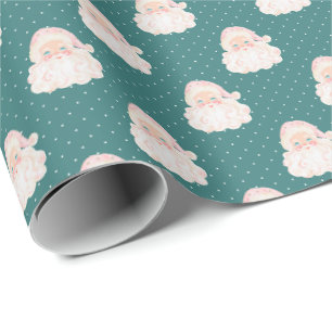 Papel de embrulho de Natal vintage rosa Papai Noel