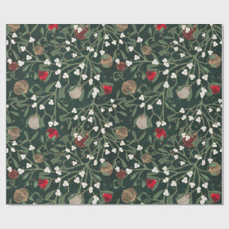 Papel de embrulho de Natal Visco Verde & Enfeite
