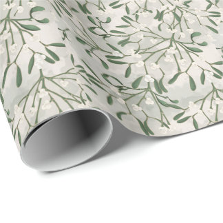 Papel de embrulho de Natal visco verde Sage