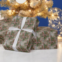 Papel de embrulho de Natal Xadrez Cone de Pinheiro