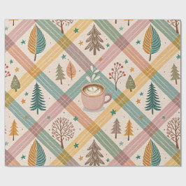 Papel de embrulho de Natal xadrez rosa