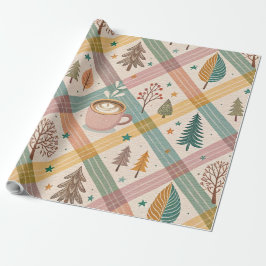 Papel de embrulho de Natal xadrez rosa