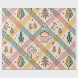 Papel de embrulho de Natal xadrez rosa