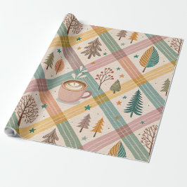 Papel de embrulho de Natal xadrez rosa