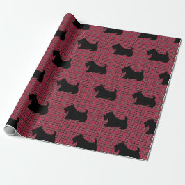 Papel de embrulho de Natal Xadrez Terrier Escocês