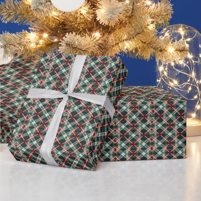 Papel de embrulho de Natal Xadrez Vermelho Verde C (Feriados)