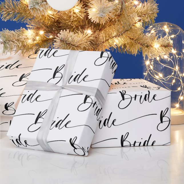 Papel de embrulho de noiva moderna em preto e bran (Feriados)