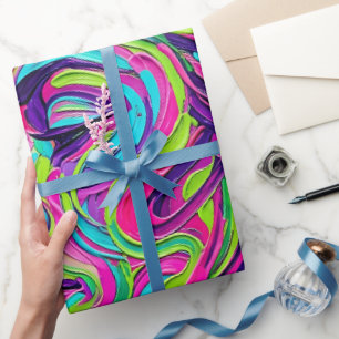 Papel de Embrulho de Óleo de Rosto Neon Abstrato