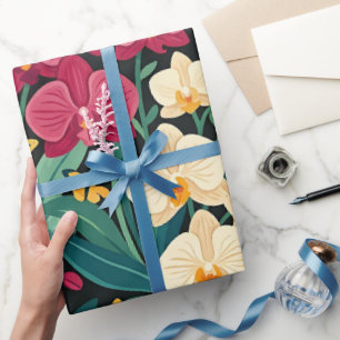Papel de embrulho de orquídeas borboletas abstrata