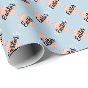 Papel de embrulho de ovo de Páscoa rosa em azul cl