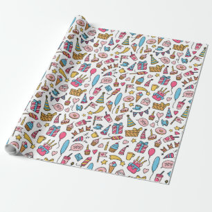 Papel de embrulho de padrão de aniversário