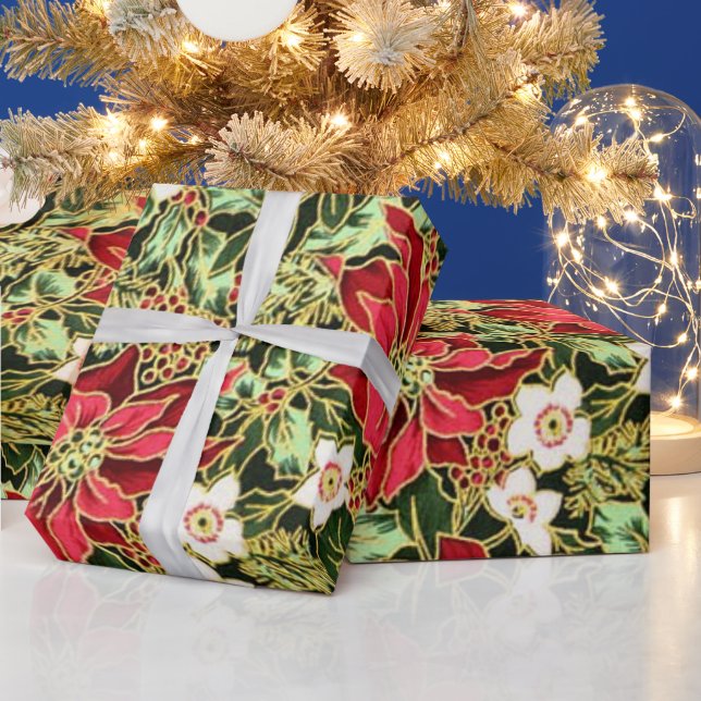 Papel de embrulho de padrão Floral de Natal (Feriados)