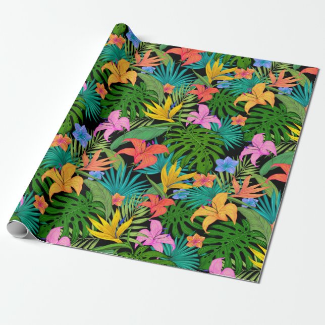 Papel de embrulho de padrão tropical (Desenrolado)