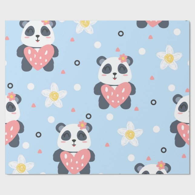 Papel de embrulho de Panda Fofo, Embrulho de Prese (Aberto)