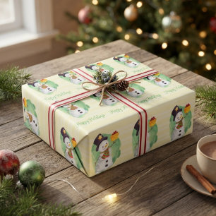Papel de embrulho de Papai Noel em aquarela fofa