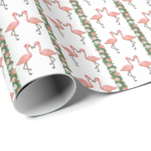 Papel de embrulho de Papai Noel Flamingos e Concha