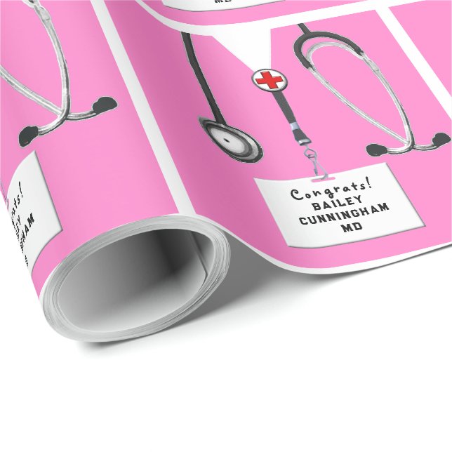Papel de embrulho de Parabéns para Médico (Ponta do rolo)