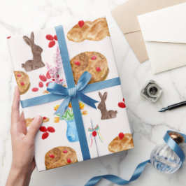 Papel de embrulho de Páscoa grego aquarela
