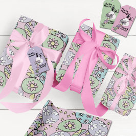 Papel de embrulho de Páscoa Pastel Groovy Vibe Hip