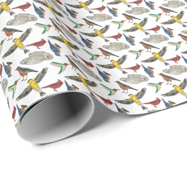 Papel de embrulho de pássaros! (Ponta do rolo)