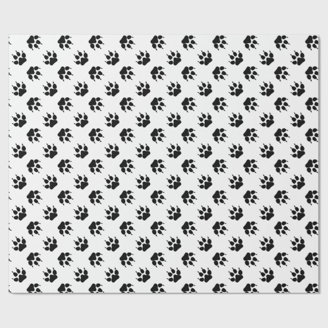 Papel de embrulho de Pata de Lobo Preto e Branco (Aberto)