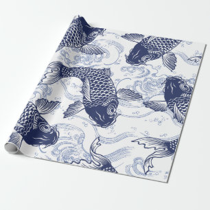 Papel de embrulho de peixe branco e branco do KOI