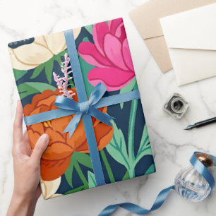 Papel de embrulho de peônias abstratas e borboleta