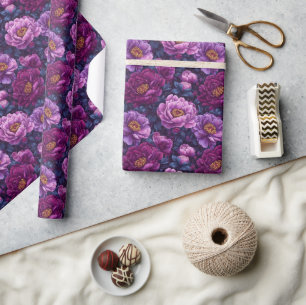 Papel de embrulho de peônias boho artísticas