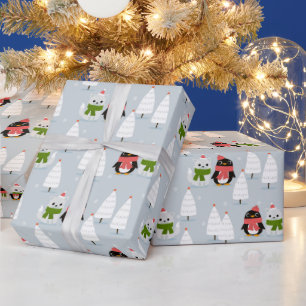 Papel de embrulho de Pinguins e Bonecos de Neve