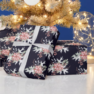 Papel de embrulho de poinsettia em aquarela