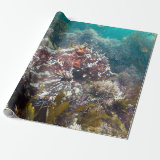 Papel de embrulho de polvo de coral-do-oceano azul