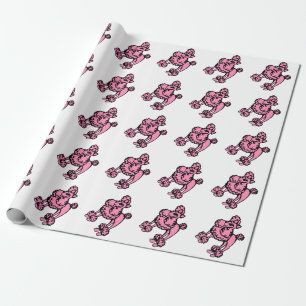 Papel de embrulho de Poodles Rosa Retro Francês