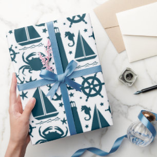 Papel de embrulho de praia náutica