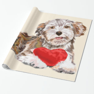 Papel de embrulho de presente com cachorro fofo e 