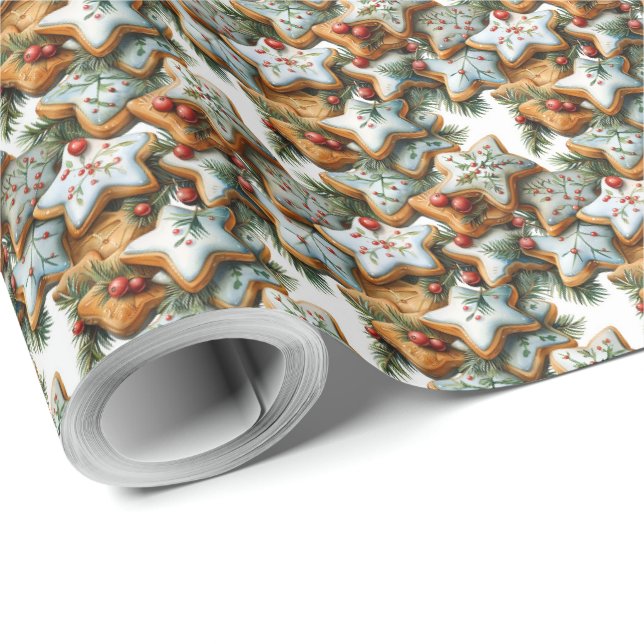 Papel de embrulho de presente com design de biscoi (Ponta do rolo)