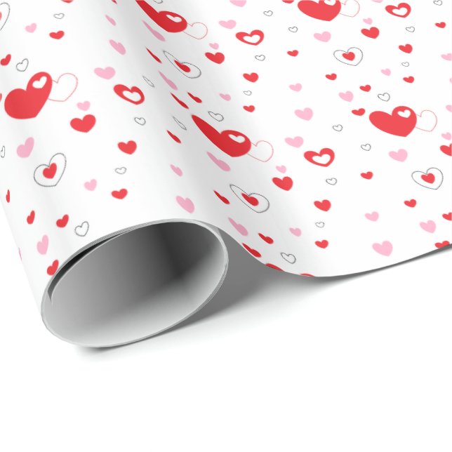 Papel de embrulho de presente com design de coraçõ (Ponta do rolo)