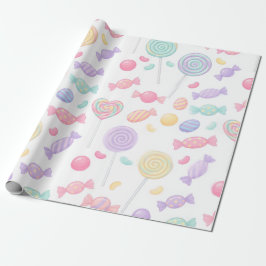 Papel de embrulho de presente com doces pastéis